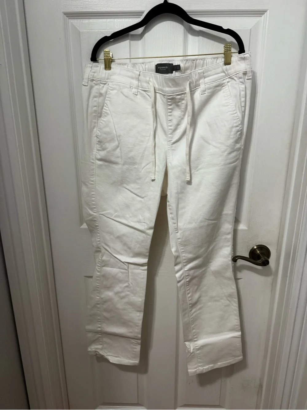 torrid White Drawstring Ankle Jeans